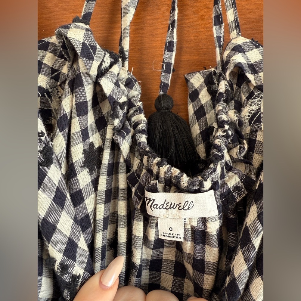 Madewell Ruffle-Hem Tent Midi Dress in Clip Gingham - Picture 7 of 9